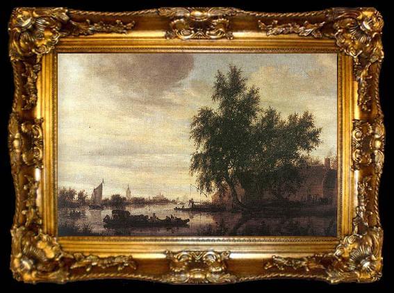 framed  Saloman van Ruysdael The Ferryboat, ta009-2